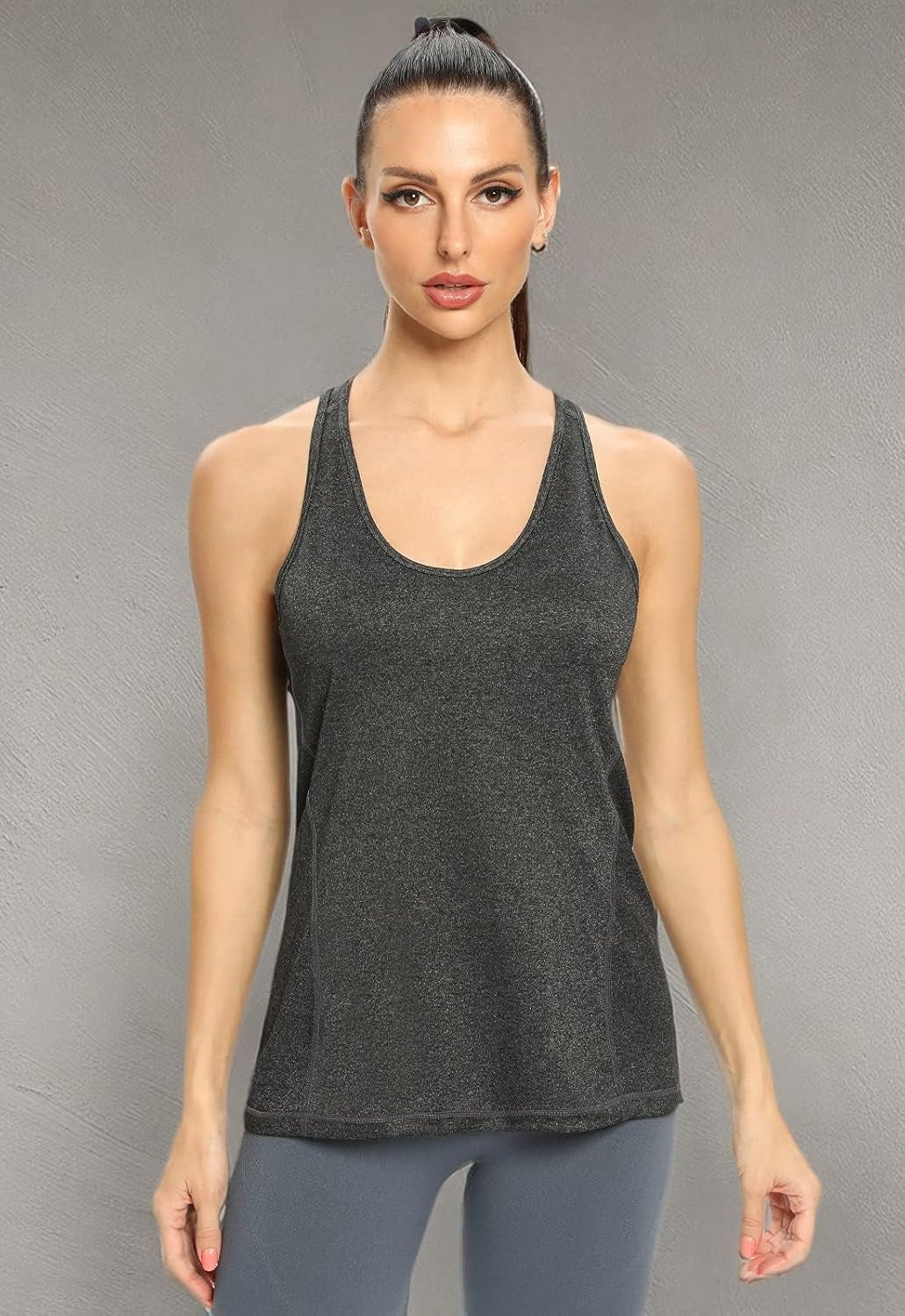 Workout Tank Tops for Women Racerback Athletic Tanks Running Exercise Gym Tank Top - 4 Packs Black/Black/Gray/Blue S